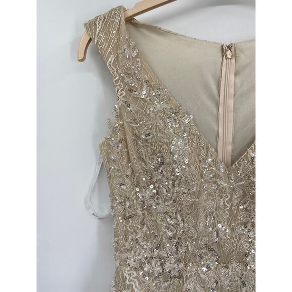 Mac Duggal 20312 Embroidered Sleeveless A-Line Formal Gown in Pearl Size 4 NWT - Picture 5 of 9